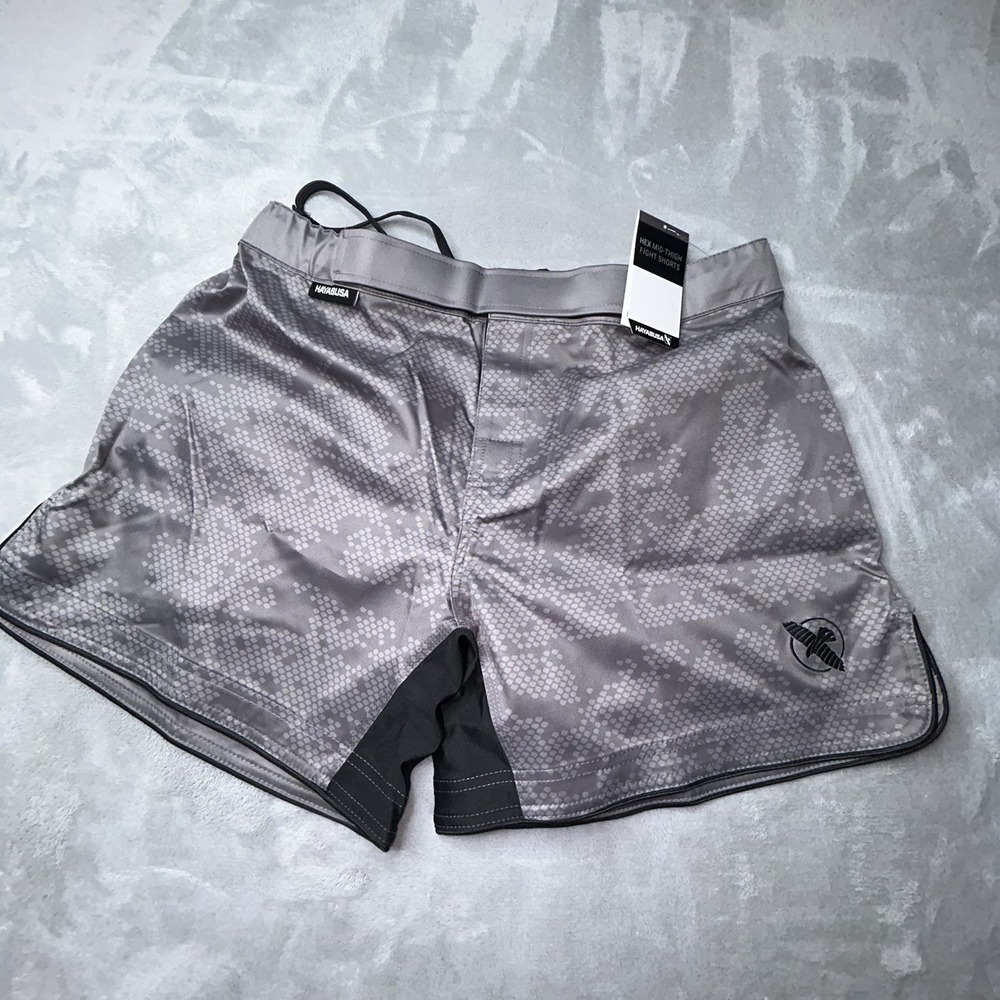 Hayabusa Hex Mid Thigh Fight Shorts Mens XL Gray MMA Training Athletic NWT